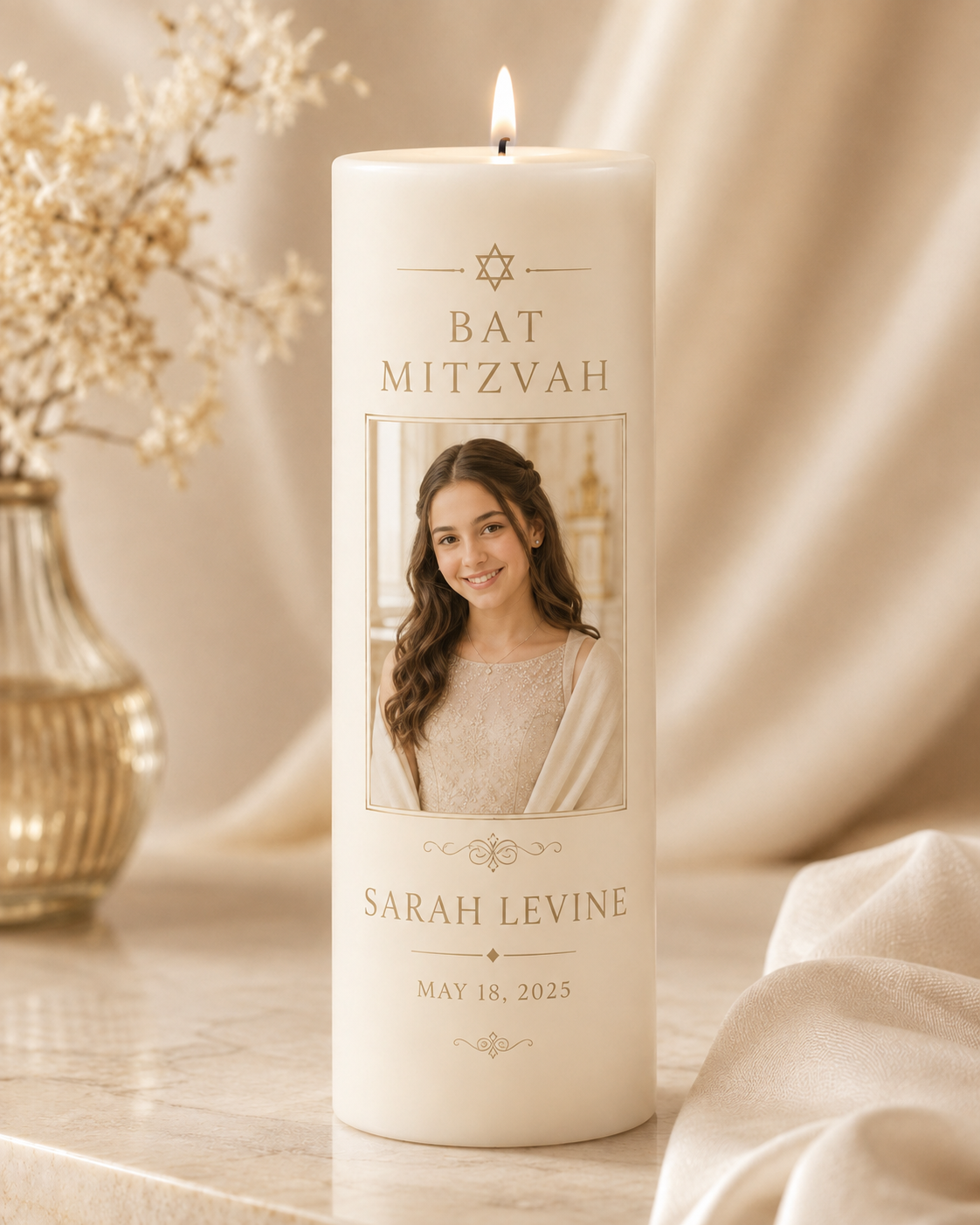 Personalized Bar or Bat Mitzvah Candle