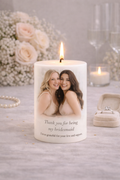 Personalized keepsake candle designed as a heartfelt gift for memorials, weddings, anniversaries, bridesmaid s and celebrations. Customized with photo, name, dates, custom design, and QR code by Light From Within.