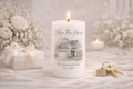 Personalized keepsake candle designed as a heartfelt gift for memorials, weddings, anniversaries, housewarming and celebrations. Customized with photo, name, dates, custom design, and QR code by Light From Within.