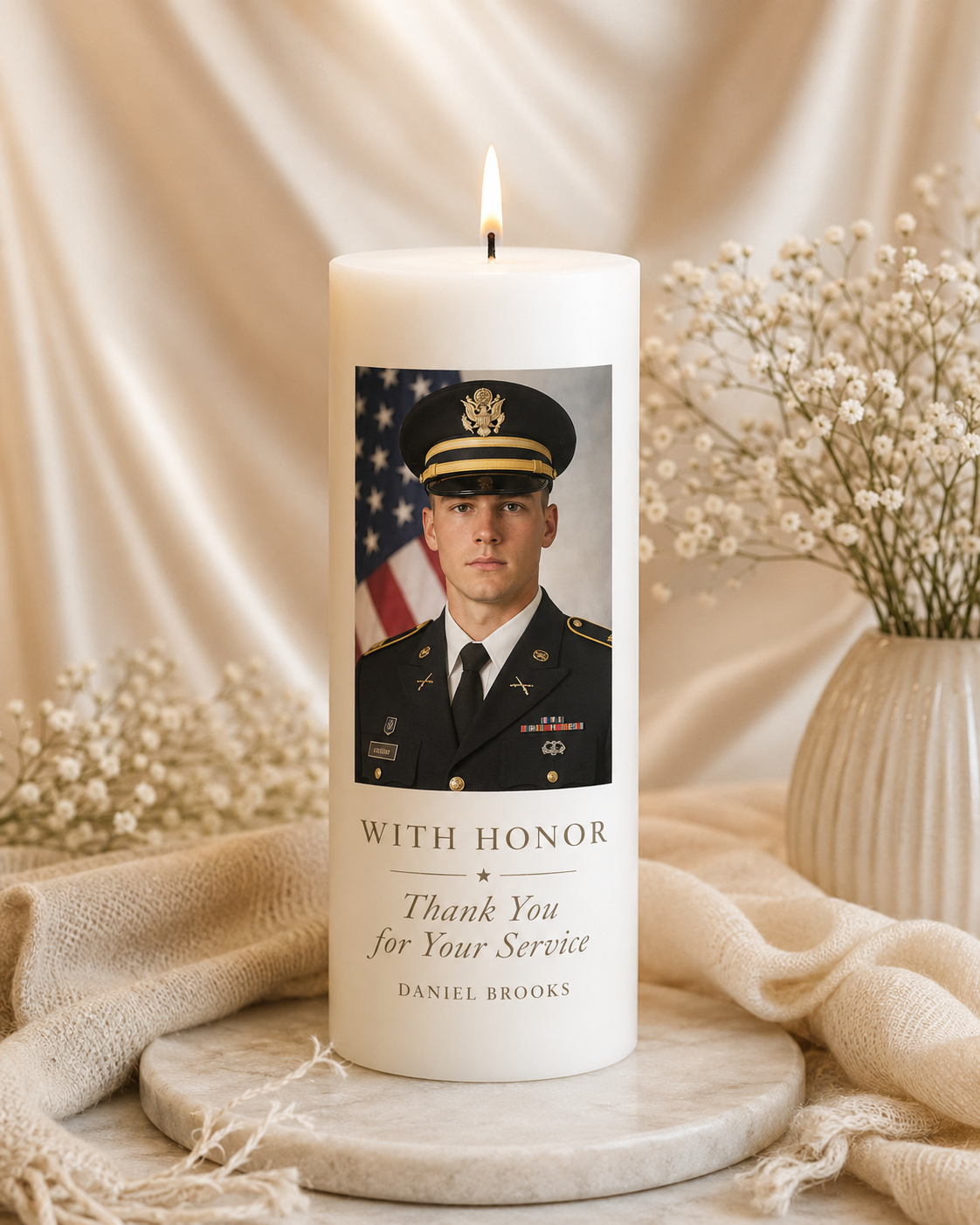 Personalized Military Candle