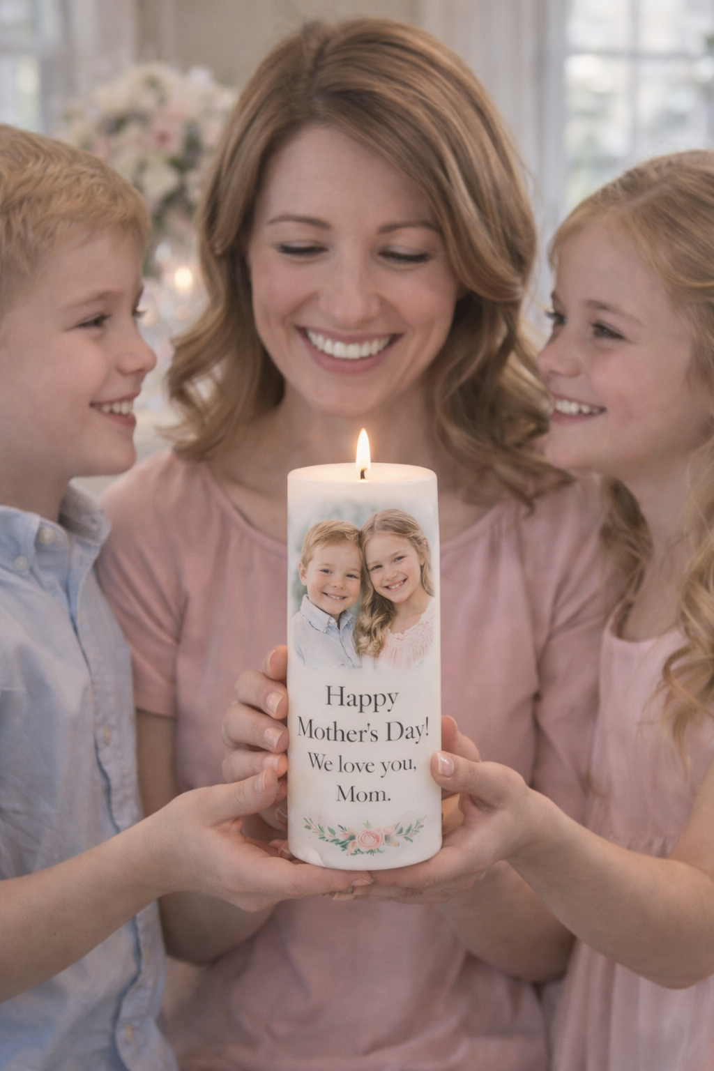 Personalized keepsake candle designed as a heartfelt gift for memorials, weddings, anniversaries, Mother's Day and celebrations. Customized with photo, name, dates, custom design, and QR code by Light From Within.