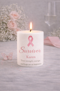 Personalized keepsake candle designed as a heartfelt gift for memorials, weddings, anniversaries, cancer survivor and celebrations. Customized with photo, name, dates, custom design, and QR code by Light From Within.