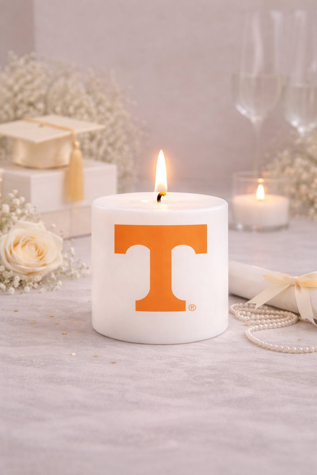 Personalized keepsake candle designed as a heartfelt gift for memorials, weddings, anniversaries, team spirit, athletic and celebrations. Customized with photo, name, dates, custom design, and QR code by Light From Within.
